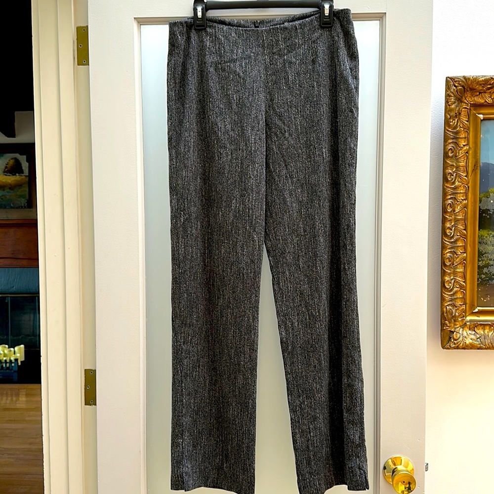 CAbi black herringbone back zip dress pants